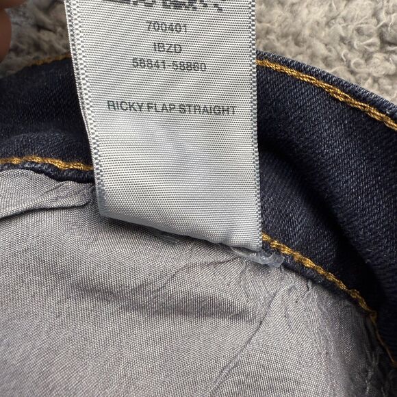 True Religion Ricky Jeans 33x33 Big T Relaxed Straight Flap Pocket Blue Denim - Picture 8 of 14